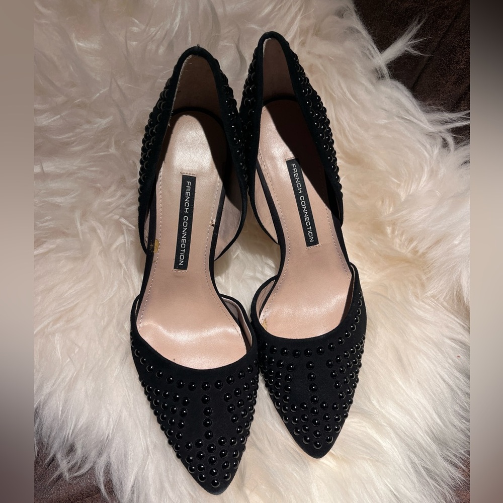 French connection studded suede pump.